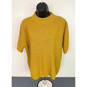 Towncraft Penneys Women's Mock Neck Short Sleeve Sweater Mustard Size Large